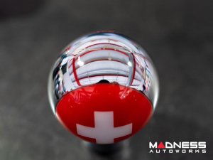MINI Cooper Gear Shift Knob - Chrome w/ Swiss Flag Design